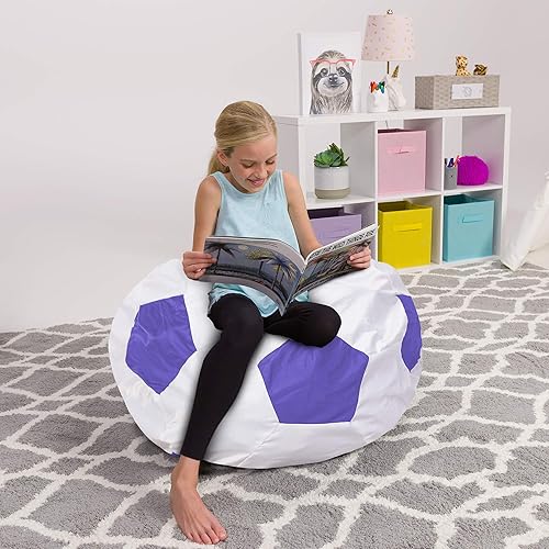 Miniatura 3 de Posh Creations Funda para puf de almacenamiento de animales de peluche para niños, organizador de juguetes para niños, grande, 38 pulgadas, pelota