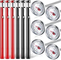 Vista 8 de Xuhal 6 piezas de termómetro de cocina de acero inoxidable con vástago largo de 5 pulgadas y esfera de 1 pulgada, termómetro para leche, espuma