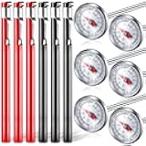 Xuhal 6 Pcs Stainless Steel Kitchen Thermometer with 5 Inch Long Stem 1 Inch Dial Thermometer Milk Frothing Food for Oven Probe Meat Grill BBQ Cooking Chocolate Water(Black, Red)