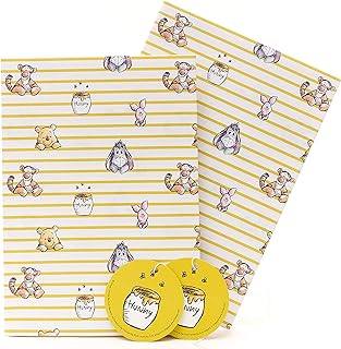 Birthday Gift Wrapping Paper Kids - Wrapping Paper Sheets for Kids, Wrapping Paper Birthday, Winnie The Pooh Wrapping Paper; Winnie The Pooh Gifts - 2 Sheets & 2 Tags