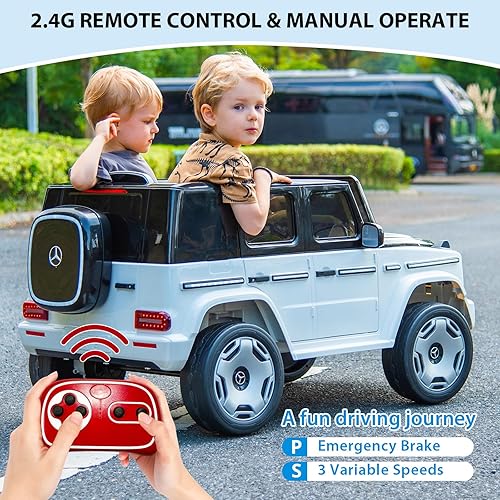Miniatura 5 de Hetoy Auto eléctrico Mercedes-Benz EQG de 12 V, funciona con licencia con control remoto para padres, luces LED para automóvil, suspensión de