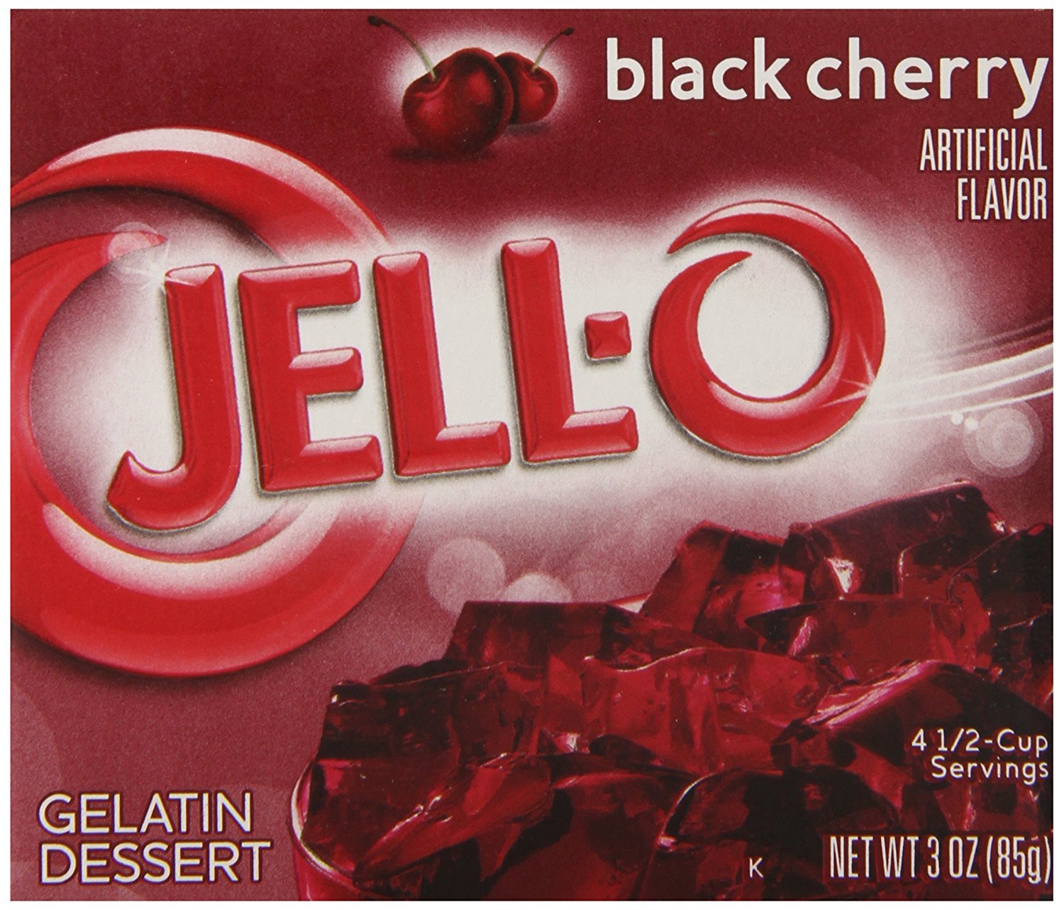 Jell-O Black Cherry Gelatin Mix (3 oz Bags, Pack of 24)