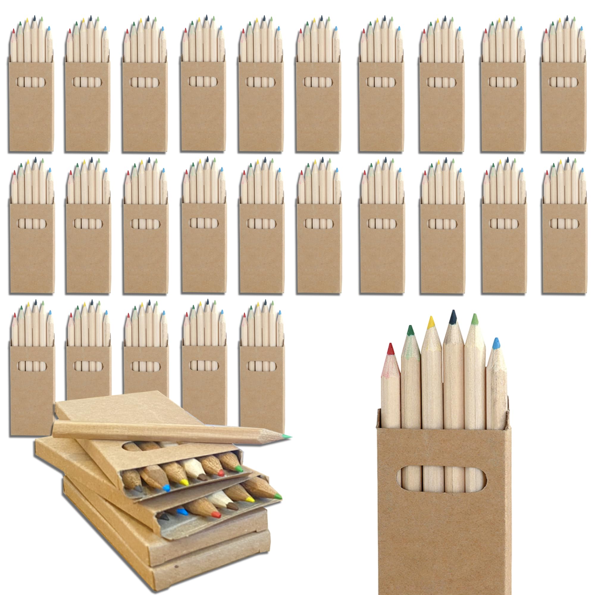 Set de 25 Cajas de Lápices Colores Niños y Niñas – perfecto para regalo cumpleaños niños colegio – 6 lápices de colores por caja – pack pinturas para niños aumenta su creatividad - Certificado CE