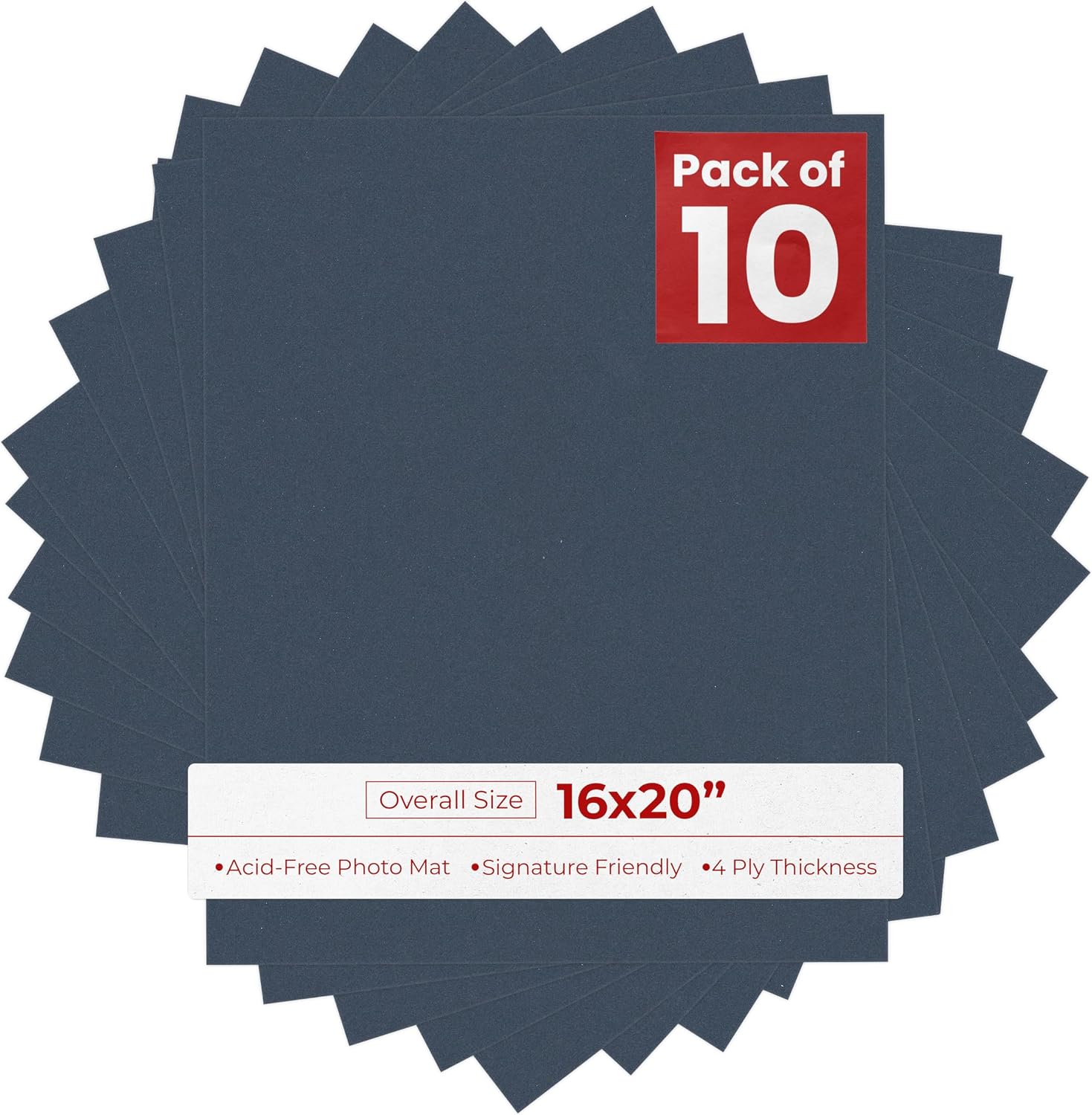 Navy Blue 16x20 Backing Board - Uncut Photo Mat Board (10-Sheets)
