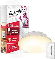 Energizer 58823 Battery LED Ceiling Light with Wireless Wall Switch Remote, 300 Lumens, No Wiring - Closets, Garage, Laundry