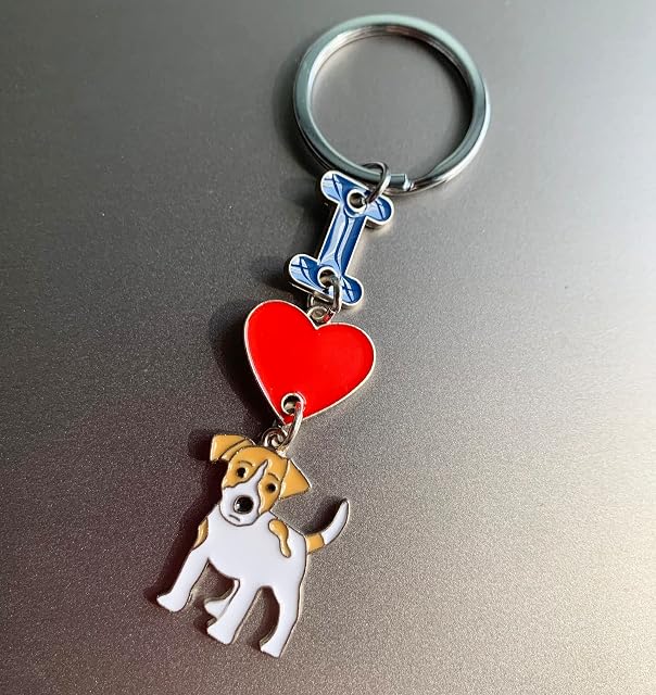 Foto 3 de 6 de Llavero con colgante de perro con texto en inglés "I Love Dog"