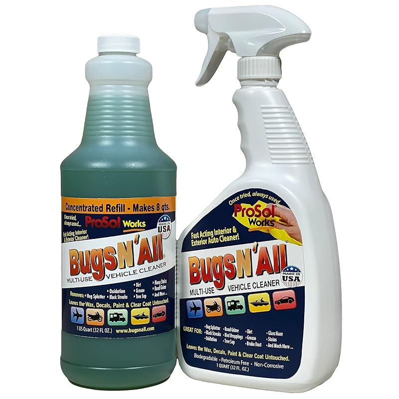 PROSOL WORKS Bugs N’ All limpador e desengraxante automotivo concentrado para insetos, seiva e piche, 946 mL