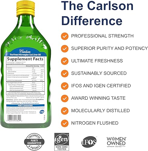 Miniatura 2 de Aceite de hígado de bacalao noruego Carlson Labs CSN13522 1 1