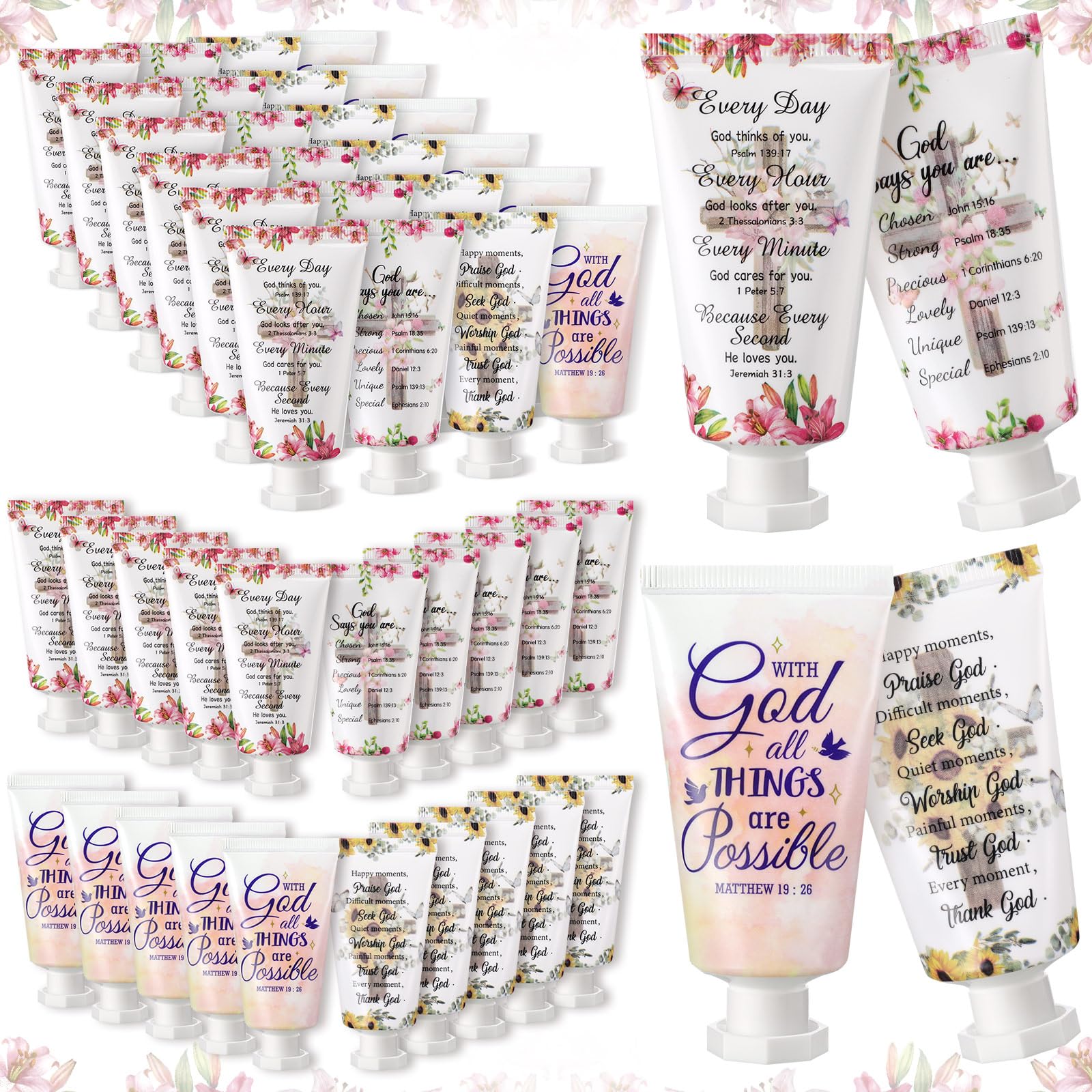72 Pcs Christian Hand Cream Bulk Gifts for Women Bible Verse Mini Hand Lotion Scripture Travel Lotion for Dry Cracked Christian Religious Gifts Bulk