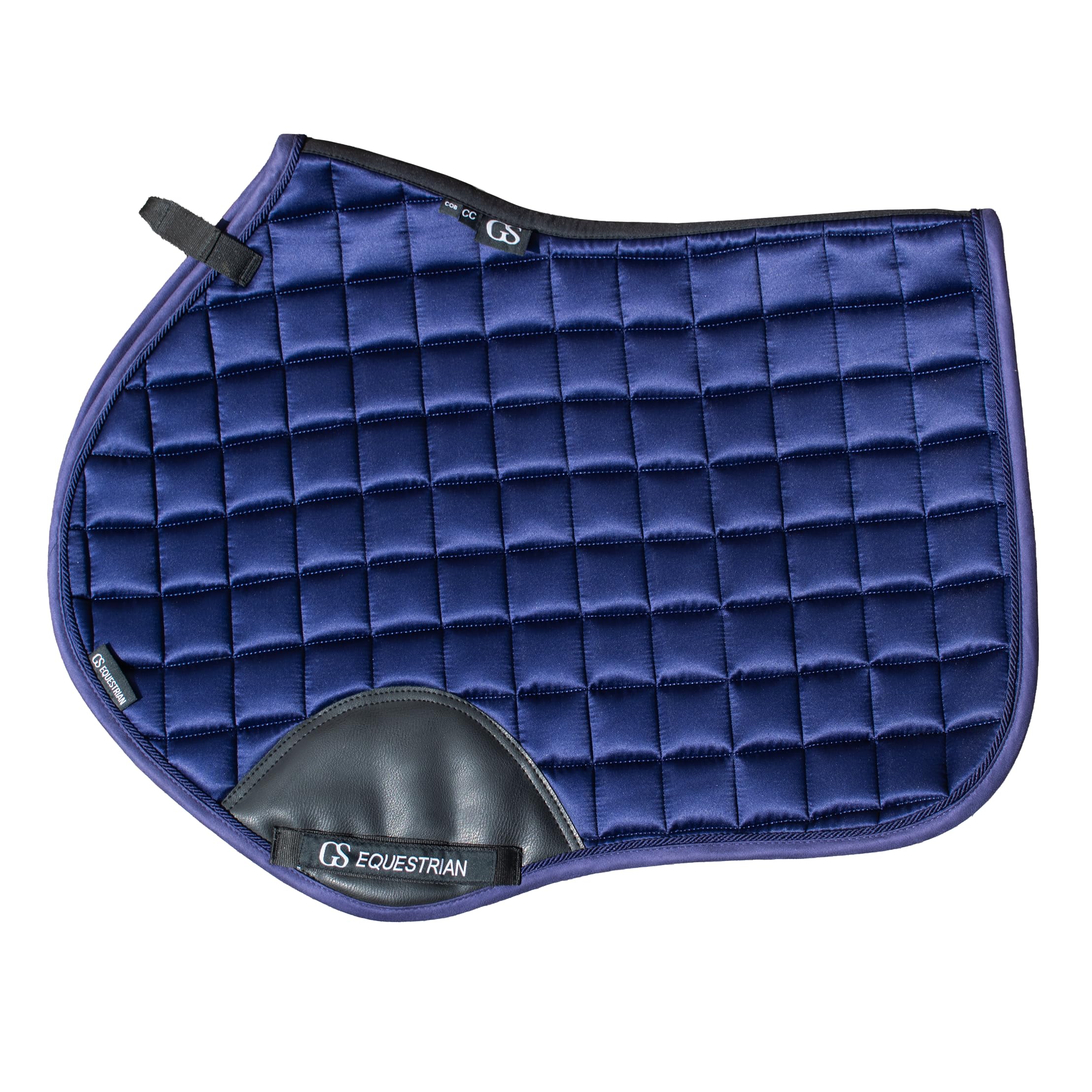 GS Equestrian & Country Revella Satin Close Contact Saddle Pad – High Wither & Swept-Back Fit for Forward-Cut Saddles, Breathable Lining, Secure D-Ring Tabs (Deep Indigo, Cob)