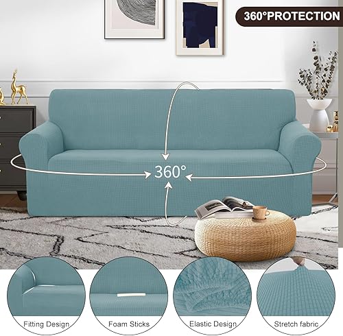 Miniatura 279 de U-NICE HOME Funda elástica para sofá de 2 plazas, funda protectora de muebles para sofá de 2 plazas, apta para mascotas (sofá biplaza, beige)