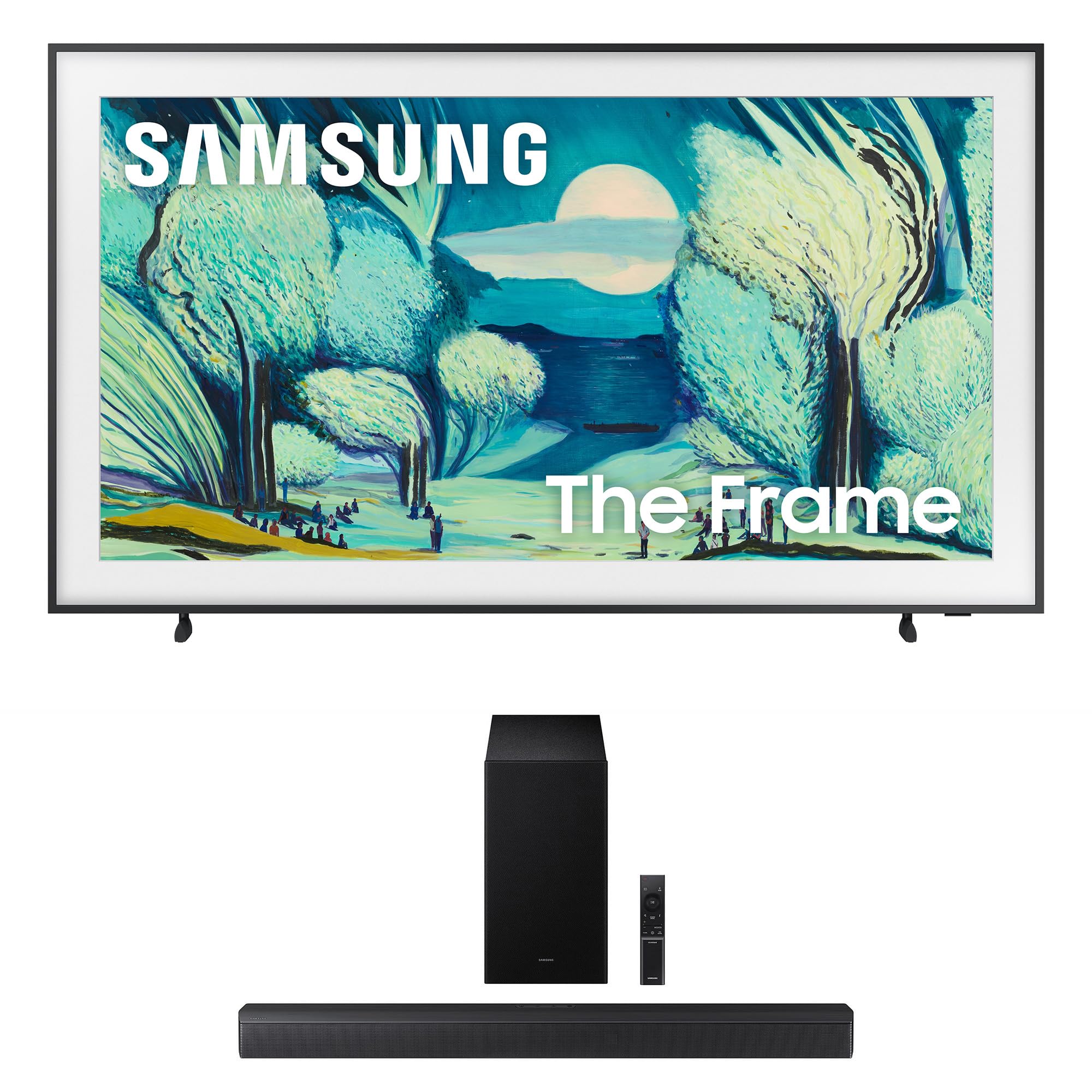 Samsung QN55LS03FAFXZA 55 Inch The Frame QLED 4K Art Mode Vision AI Smart TV with a Samsung HW-B630F B-Series Soundbar 3.1 Ch and Subwoofer with Dolby Audio (2025)