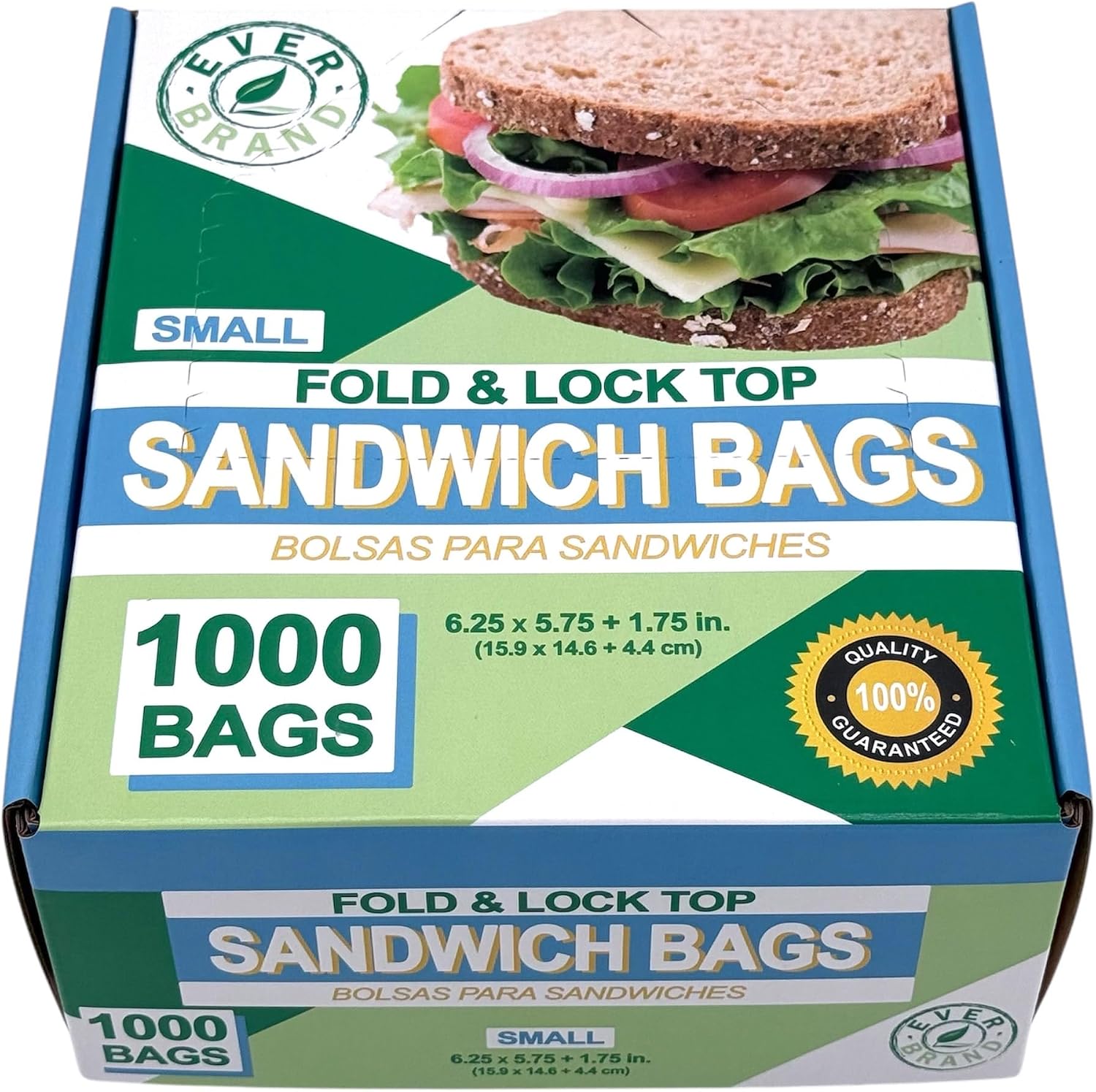 Small Fold Top Sandwich Bags, 6.25 x 5.75 inches, 4000 Count Bulk Pack, Food Service
