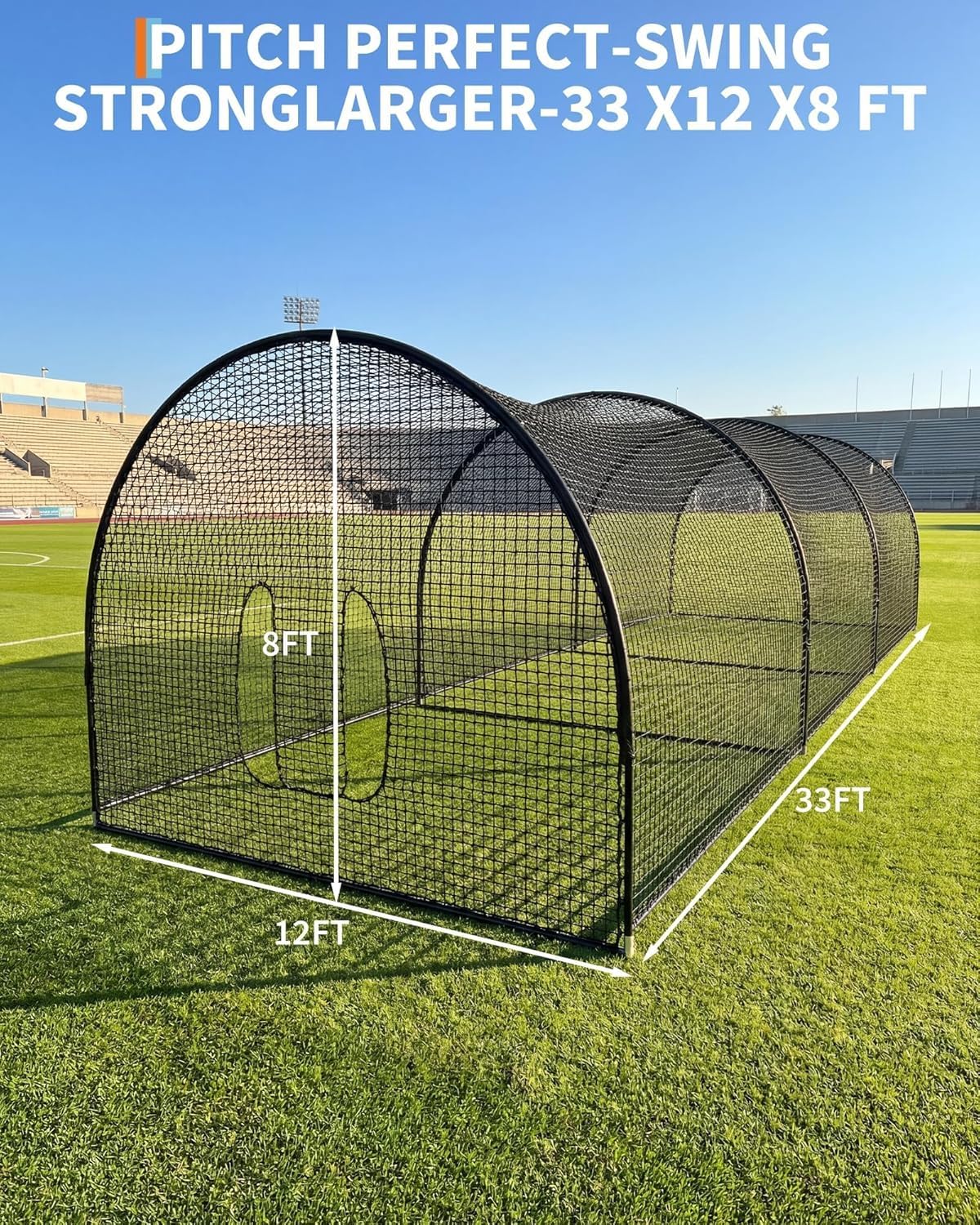 Baseball Schlagnetz 32FT, tragbarer Batting Cage mit Zielbereich, für Baseball, Softball, Schlagtraining, Wurftraining, Heimtraining im Garten, Schwarz,Größe: 32x12x8ft