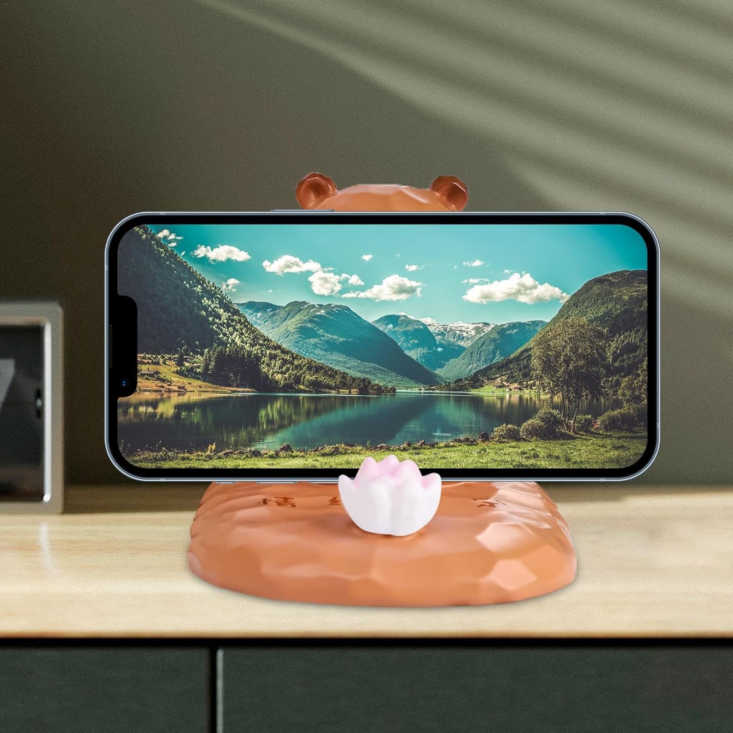 卓上飾り電話スタンド、人形携帯電話ホルダー - スマホスタンド | スマートフォンスタンド、漫画ホルダー、デスクトップ樹脂装飾樹脂、女性と男性のための ロータスデザイン