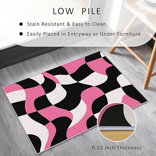 Miniatura 4 de Abstract Checkered Rugs for Living Room, 6x8 1970s Retro Geometric Area Rug, Abstract Checkered Decor for Home Bedroom, Non Slip Washable Soft