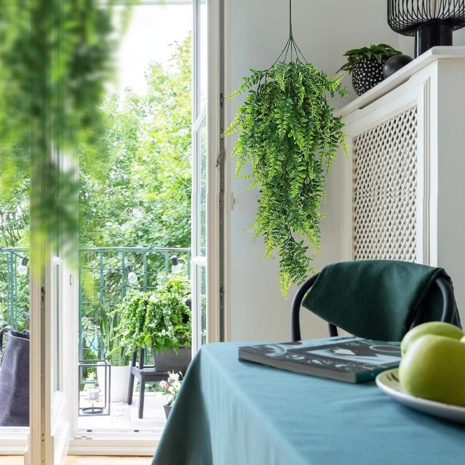 Plastic Plants,Fake Hanging Plants Ferns,Small Outdoor Faux Plant,4 PCS - Image 7