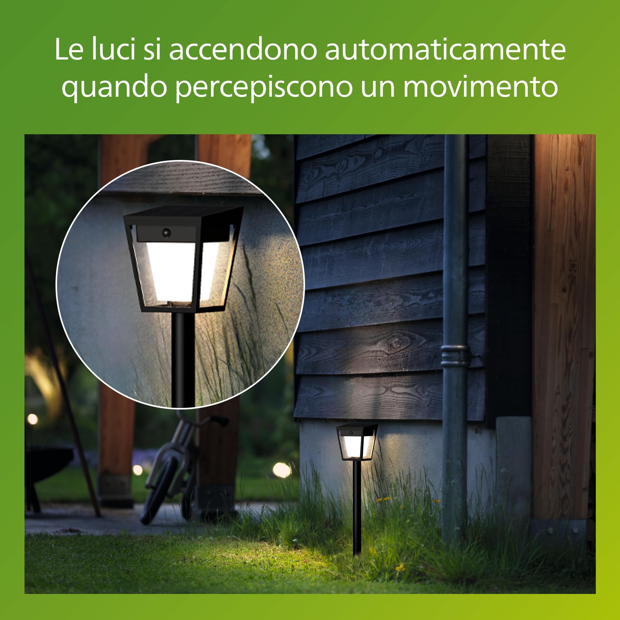 PHILIPS Nissa, Paletto solare UltraEfficient, per Esterni, con Sensore di Movimento, 3000K, 250/25lm, Nero
