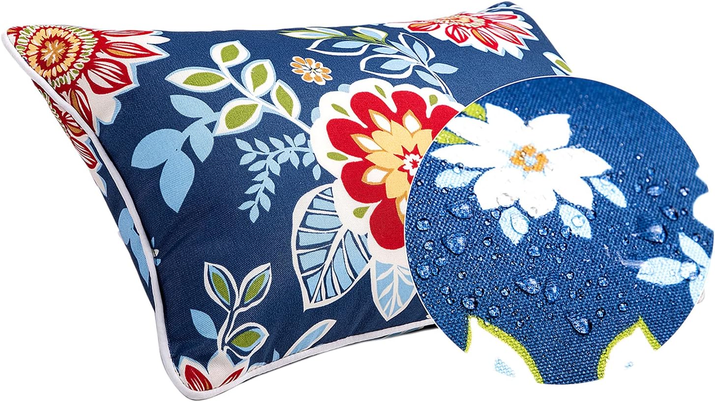 JMGBird Outdoor Pillows Waterproof Set of 2 Outdoor Throw Pillows with Insert Included 12×20 Inch Outdoor Lumbar Pillows for Patio Furniture