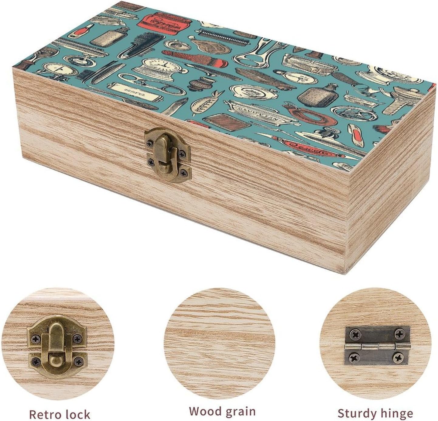 Barber Shop Wooden Storage Box 7.9" X 3.9" X 2.3" image 3