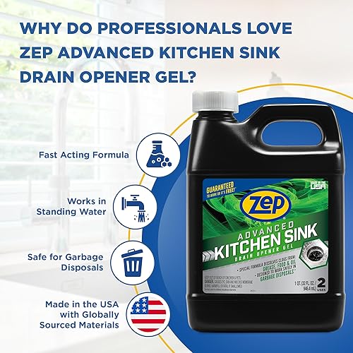 Miniatura 5 de Zep Abridor de drenaje avanzado de cocina de 32 onzas (caja de 12) U49710 - Formulado para grasa, alimentos y aceite, seguro para eliminación de