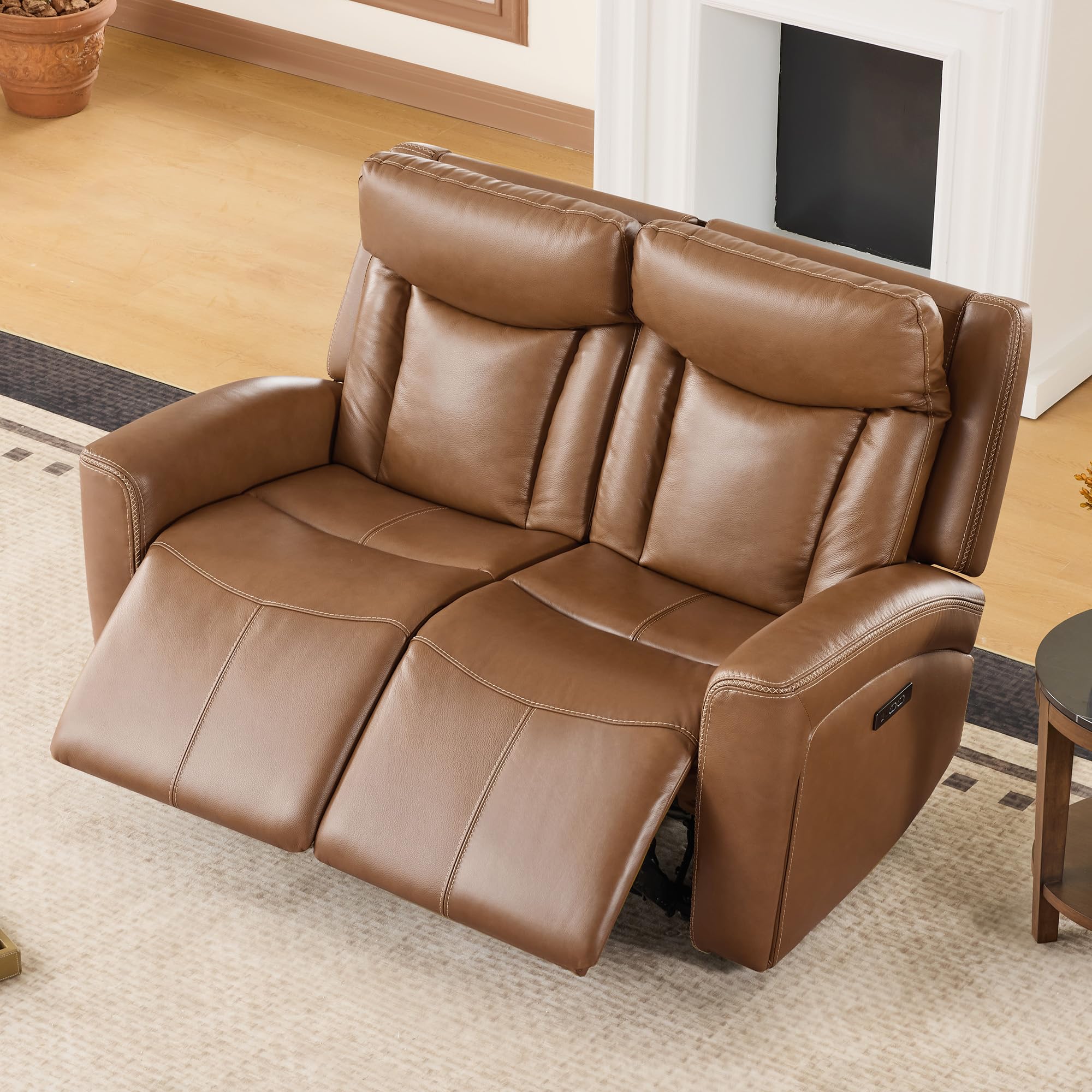 CHITA Zero Gravity Leather Power Reclining Sofa, Loveseat, Saddle