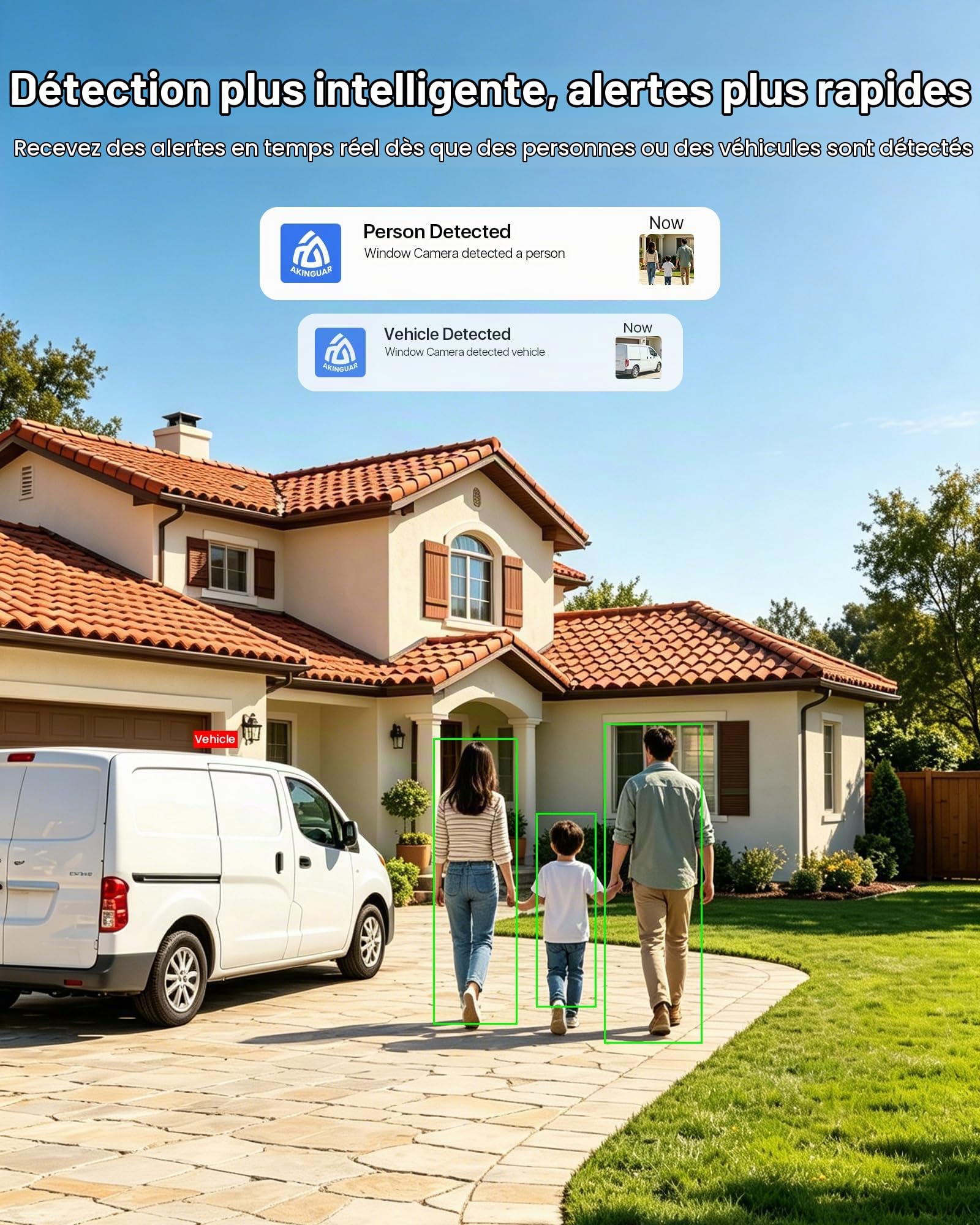 Camera pour Fenêtre 2K 3MP, Anti-Éblouissement, 2,4 & 5GHz Wi-FI | Antireflet, Vision Nocturne Couleur, Détection des Personnes/Véhicule, Enregistrement 24/7 Pour Appartement et Logement