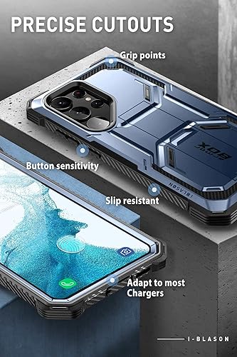 Miniatura 6 de i-Blason Funda para Samsung Galaxy S23 Ultra con soporte, 2 marcos frontales, protector de pantalla integrado, funda de clip para cinturón, funda