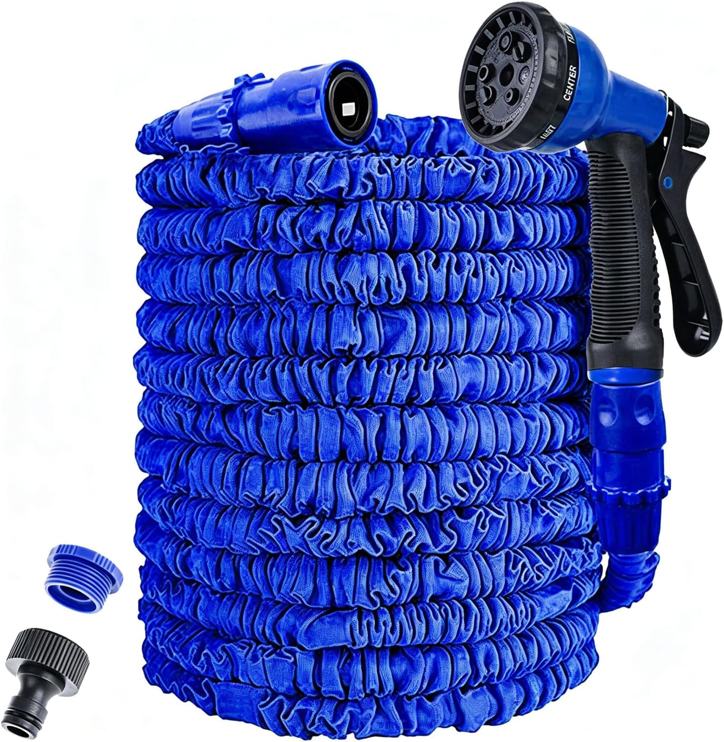 Expandable Garden Hose,100ft Hose Pipe,30m Hosepipes for Garden,Magic Lightweight Water 8-Pattern Stretch Hose with 3/4", 1/2" Fittings (100ft, Blue)