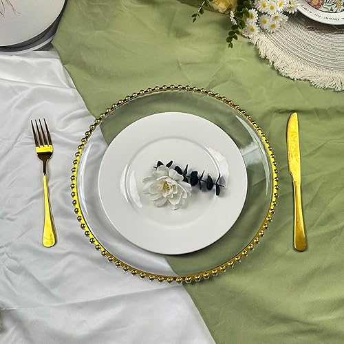 Miniatura 3 de Juego de 10 platos de acrílico transparente de 13 pulgadas, elegantes platos decorativos para bodas, fiestas de vacaciones, reuniones familiares y