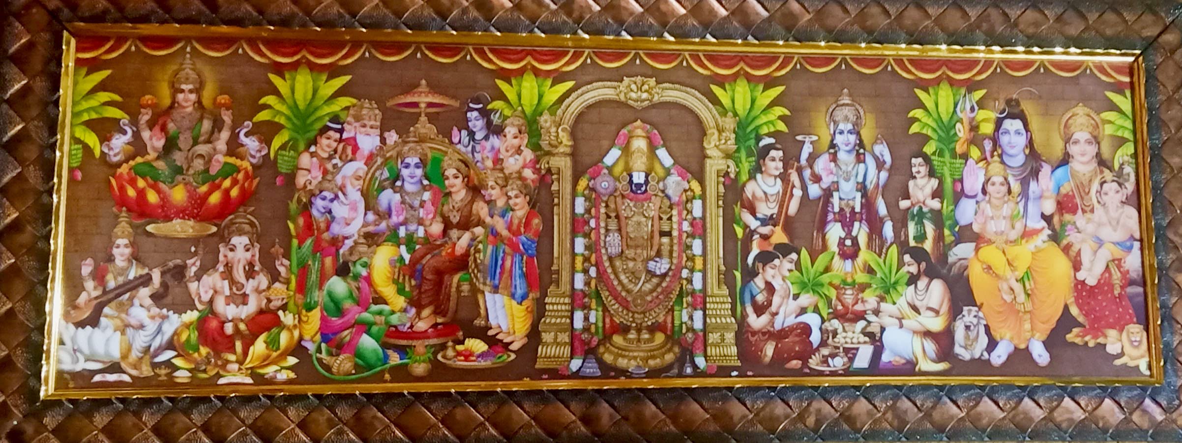 Buy Five In One Photo Frame For PoojaFrame of GaneshaSaraswati, Ram