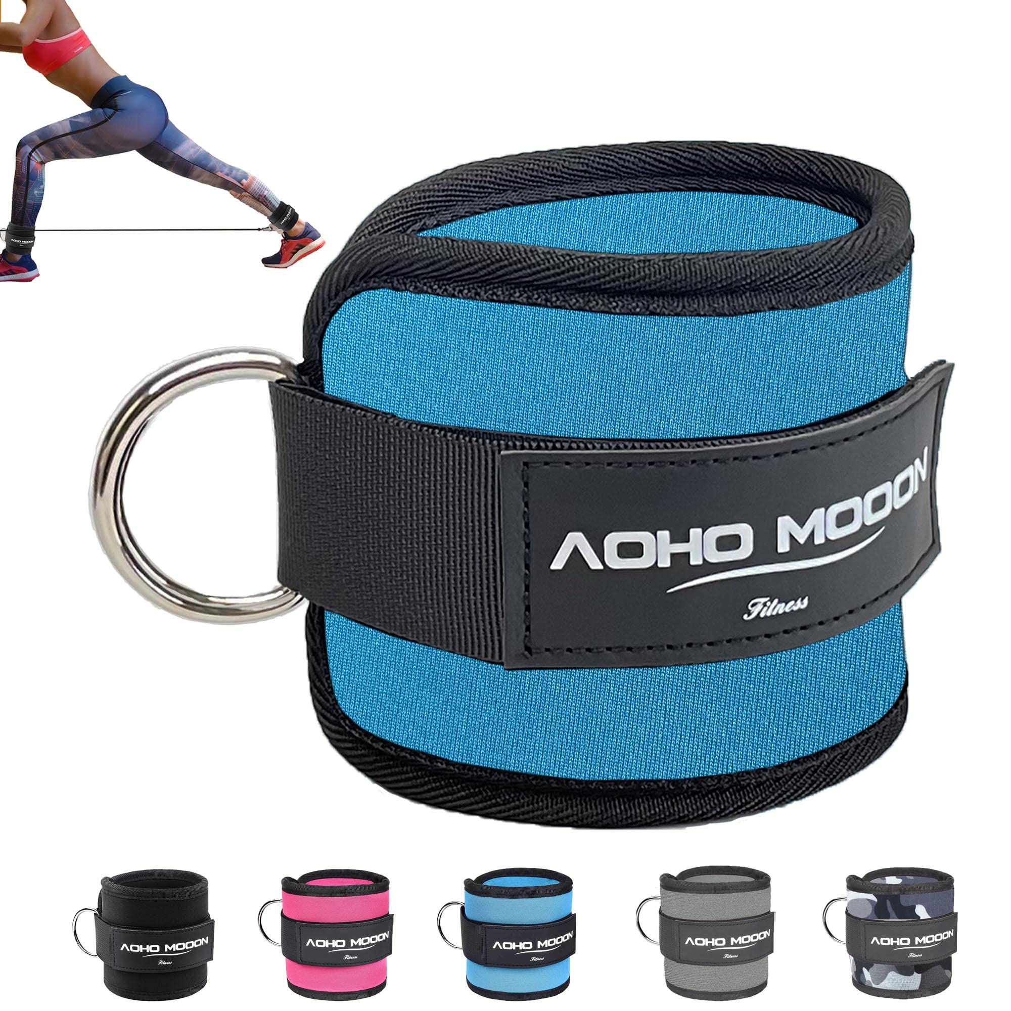 Comfortable Adjustable Padded Ankle Wrist Cuffs Neoprene Padded Straps D-Ring Glute Kickback for Cable Machine, Ideal for Glutes Exercises