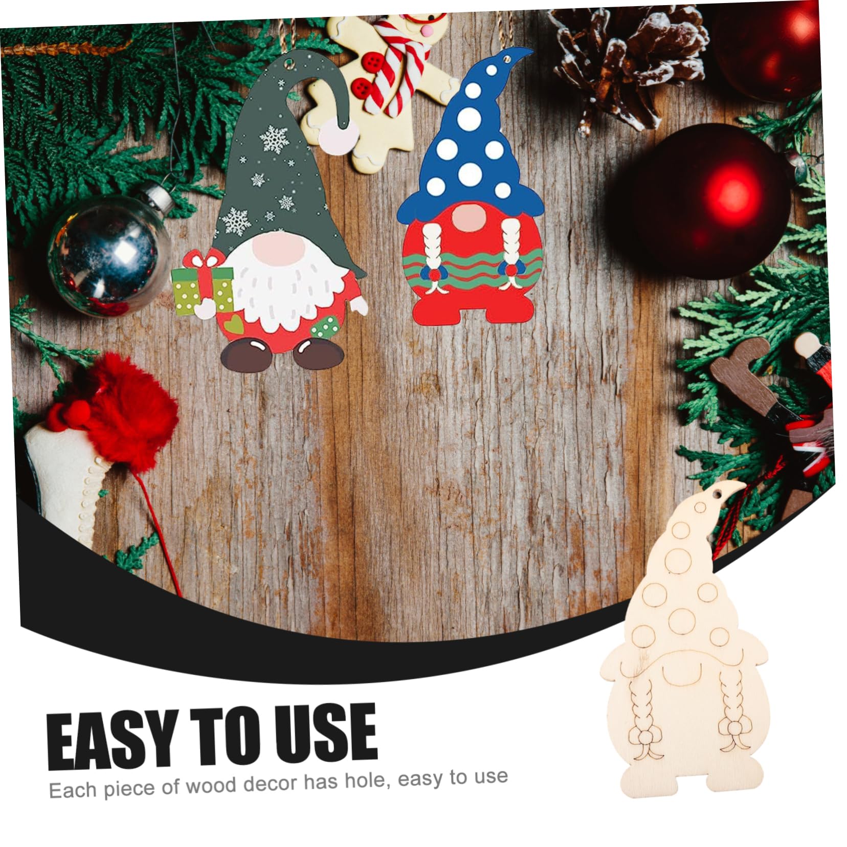 SOLUSTRE 75stücke Unvollendete Holzscheiben Gnomform Weihnachtsbaumdekoration Holz-ausschnitte Zum Bemalen Bastelzubehör Für Kreative Projekte Designs Mit Juteschnüren
