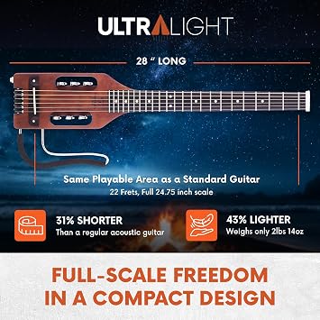 Traveler Guitar Ultra-Light Acoustic Acoustic-Electric Guitar, Antique Brown