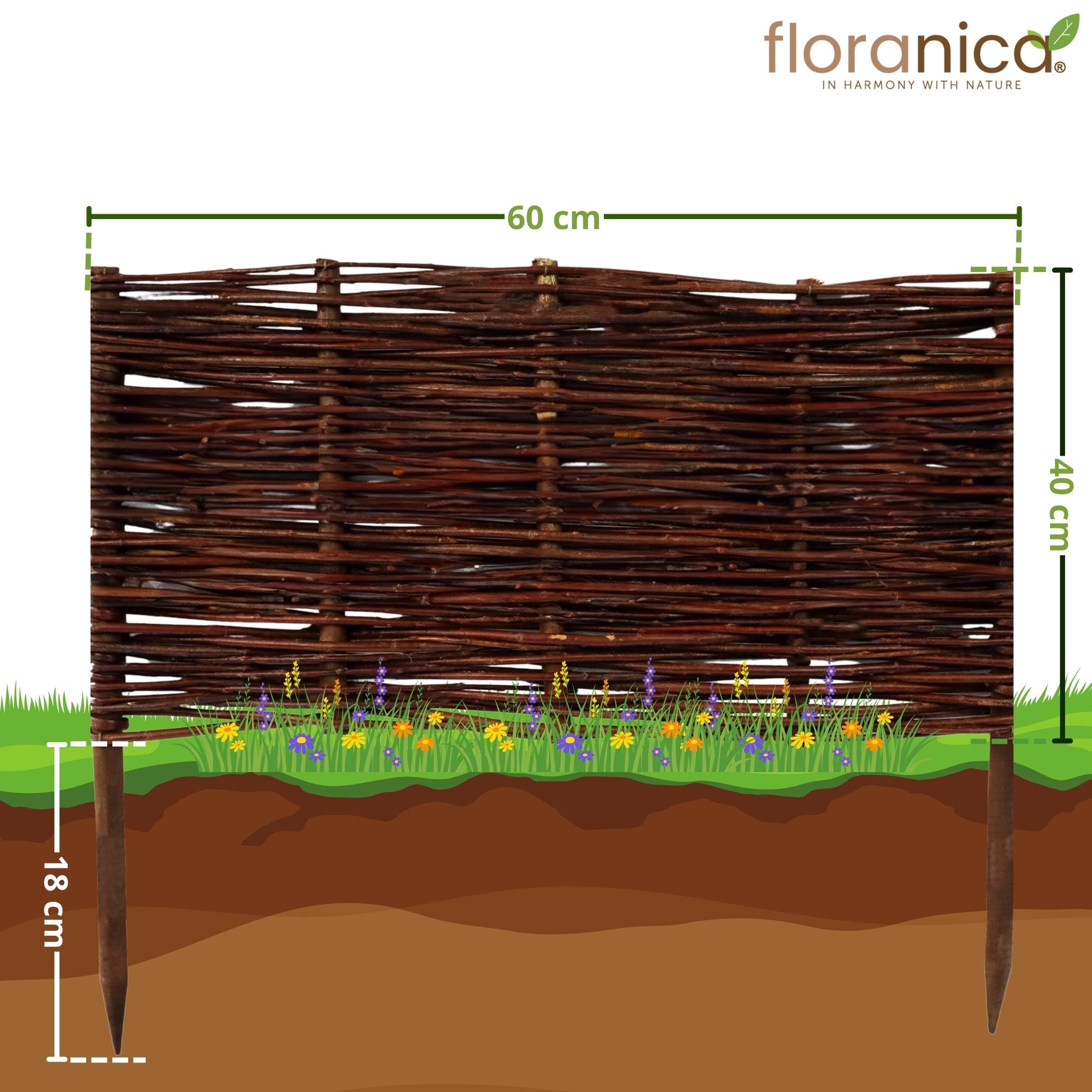 KOTARBAU® Set van 10 bloemperkbegrenzingen van wilgentenen, 100 x 10 cm, wilgenvlechtwerk, tuinperkomranding voor bloemen en groenten, gazonranden KOTARBAU® Set van 10 bloemperkbegrenzingen van wilgentenen, 100 x 10 cm, wilgenvlechtwerk, tuinperkomranding voor bloemen en groenten, gazonranden