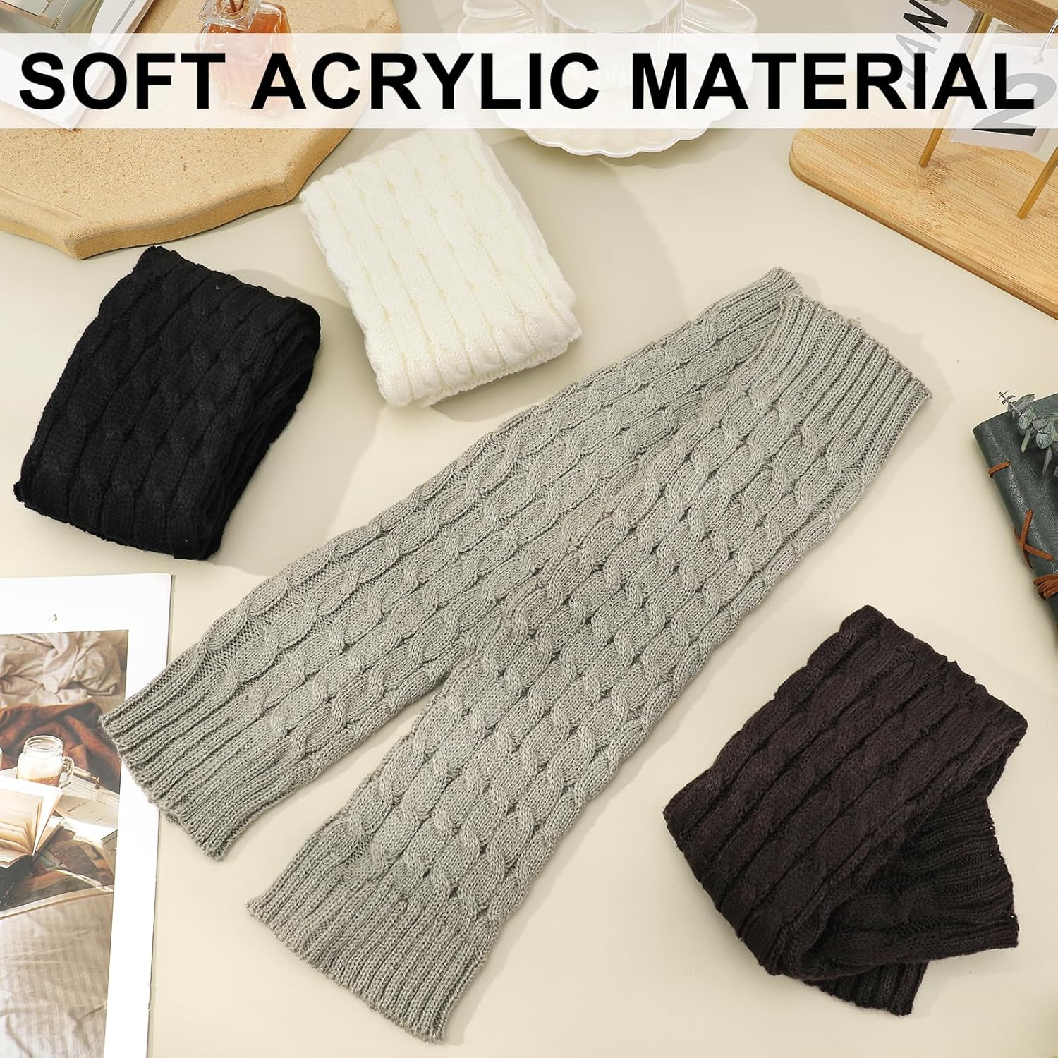 Jspupifip Women Ballet Leg Warmers, 80s Cable Knit Long Legwarmer Extra Soft Leg Warmer for Yoga Ballet Dance - Image 5