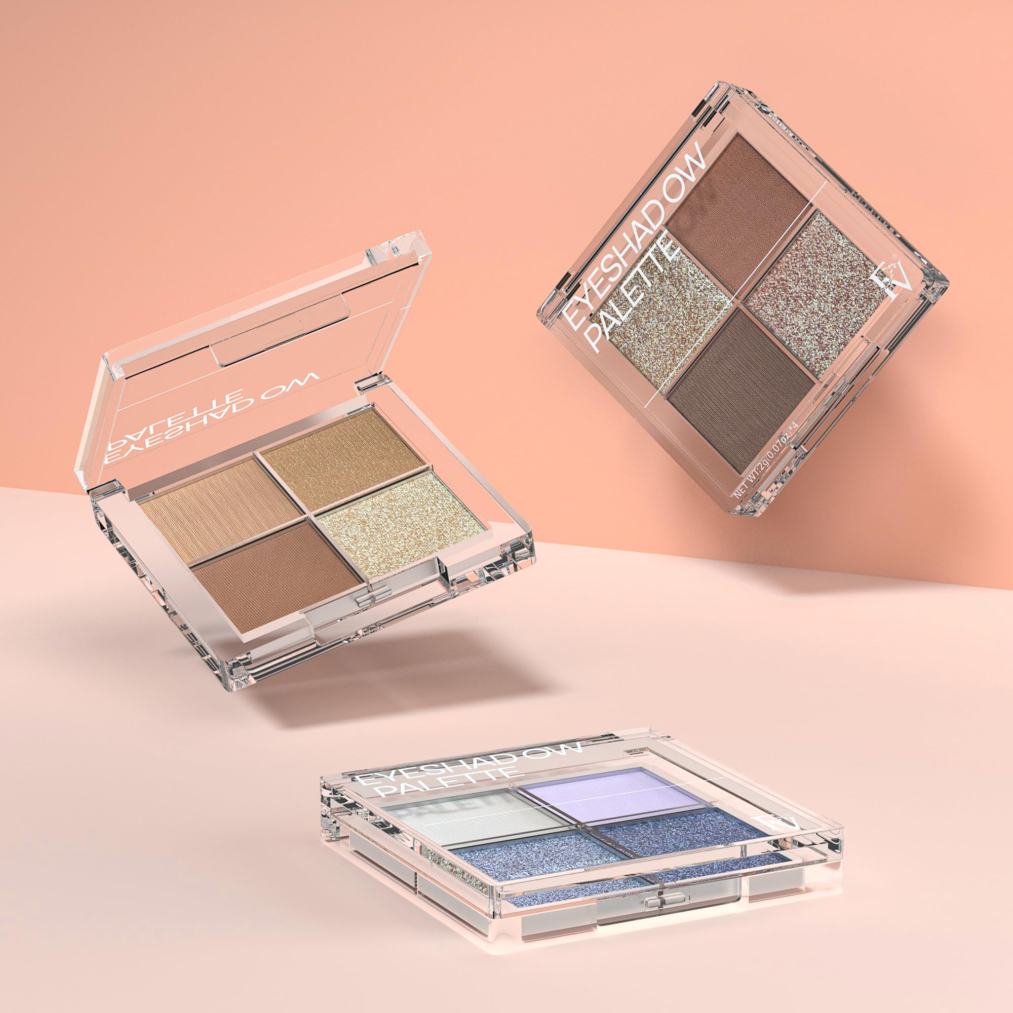 Paleta de sombras de ojos con acabado natural, 4 tonos mate y metálicos de alto pigmento, maquillaje de sombra de ojos de larga duración, a prueba de arrugas, maquillaje de ojos mezclable (neutro) 7