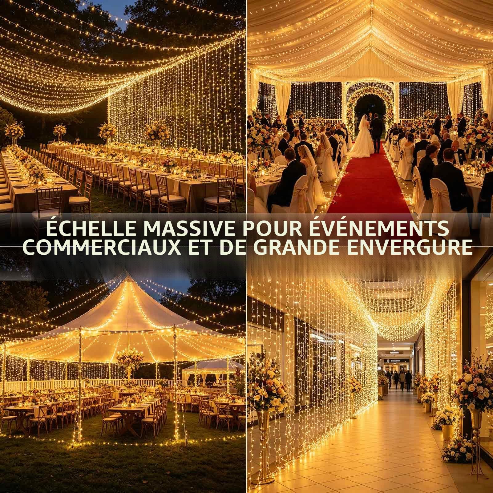 Cozymeow 2 Pièces Rideau Lumineux 6x3m 600 LED Guirlande Lumineuse 8 Modes | Cascade Lumineuse avec Minuterie, Étanche pour Décoration Jardin Noël Extérieur, Pergola, Tonnelle, Fenêtre - Blanc Chaud