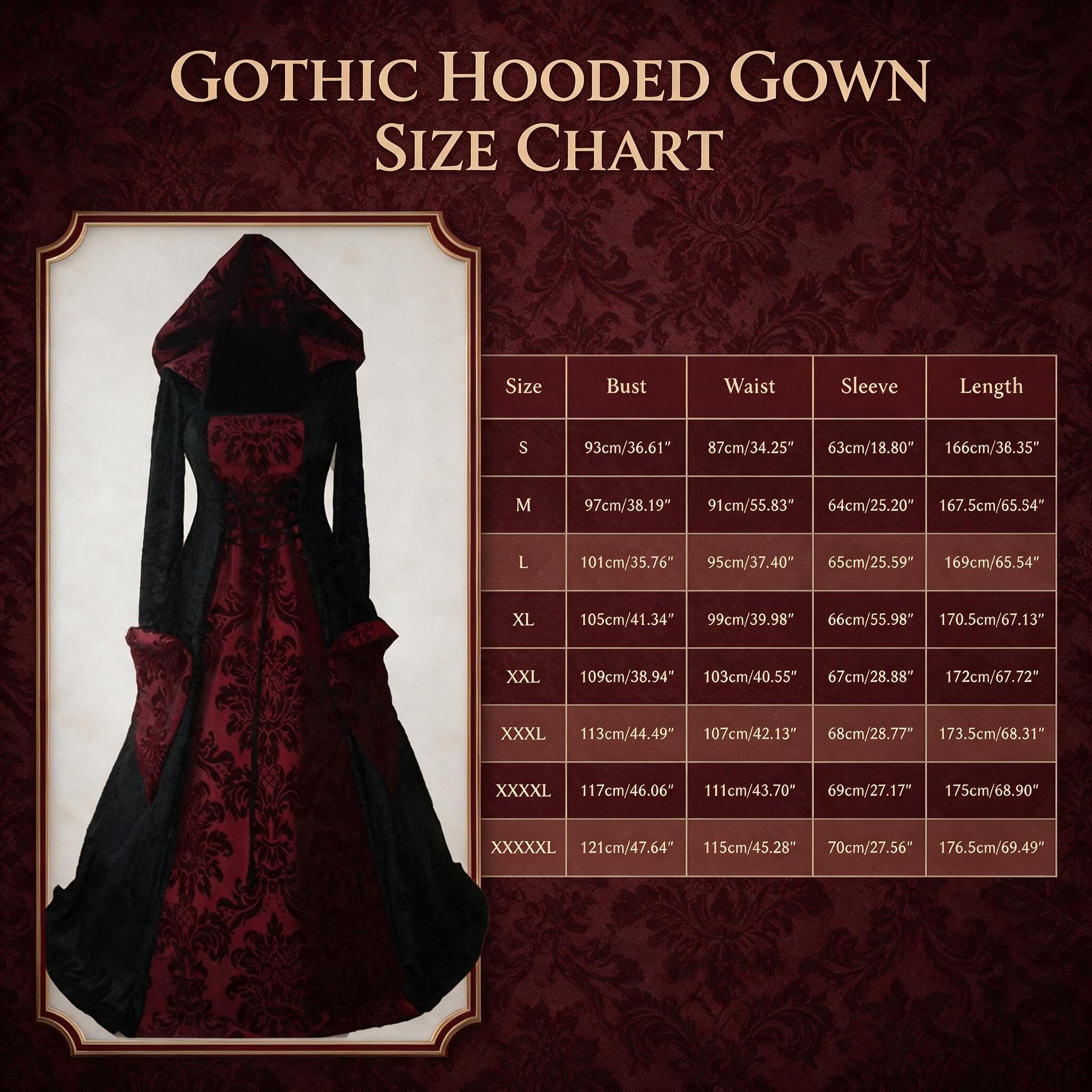 Gothic Kleid Damen Vintage Renaissance Partykleid Halloween Kostüm Mittelalter Kleider Viktorianisches Kleidung Hexenkostüm