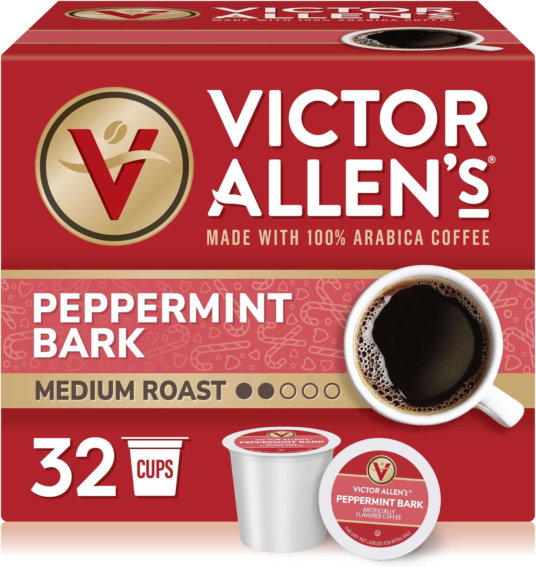 Peppermint Bark Flavored, Medium Roast, 32 Count, Single Serve Coffee Pods for Keurig K-Cup Brewers