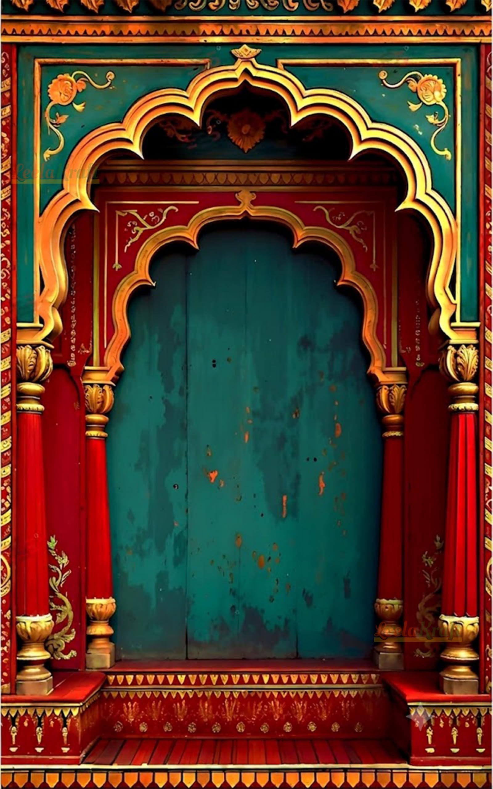 Arch Maroon Backdrop Cloth (8x5 Feet) | Traditional Decoration Background Curtain | for Festivals, Functions, Ceremonies & Home Décor-picture-20