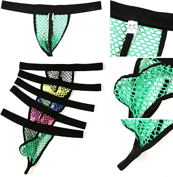 Men's Fishnet Mesh Thong Underwear Low Rise See Through G-String Panties Bulge Pouch T-Back Thongs