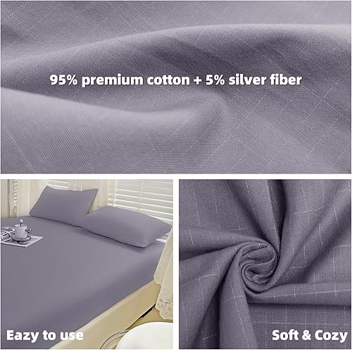 Miniatura 4 de Grounding Sheets - Sábana de cama tamaño King con fibra plateada pura, sábanas de bolsillo profundo conectadas a la tierra para un mejor sueño y