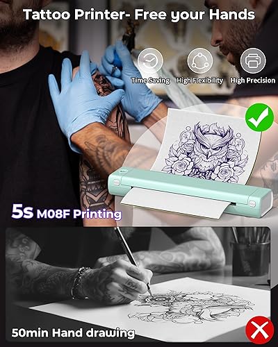 Miniatura 2 de Itari Impresora inalámbrica de plantillas de transferencia de tatuajes, máquina de copiadora térmica de transferencia de tatuajes con 10 piezas de