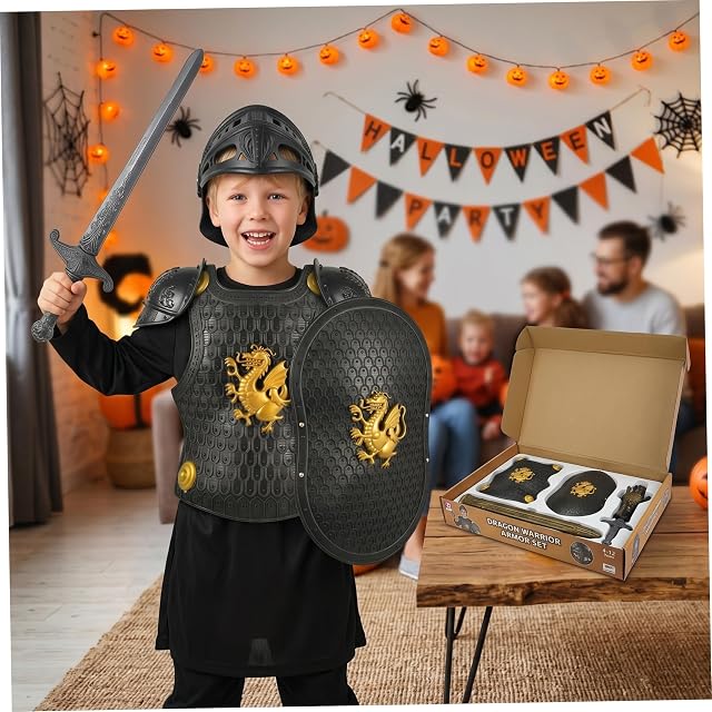 Foto 6 de 7 de NASSMOSSE Disfraz de Armadura, Disfraz de Caballero Vintage para niños, Juego de rol de Halloween