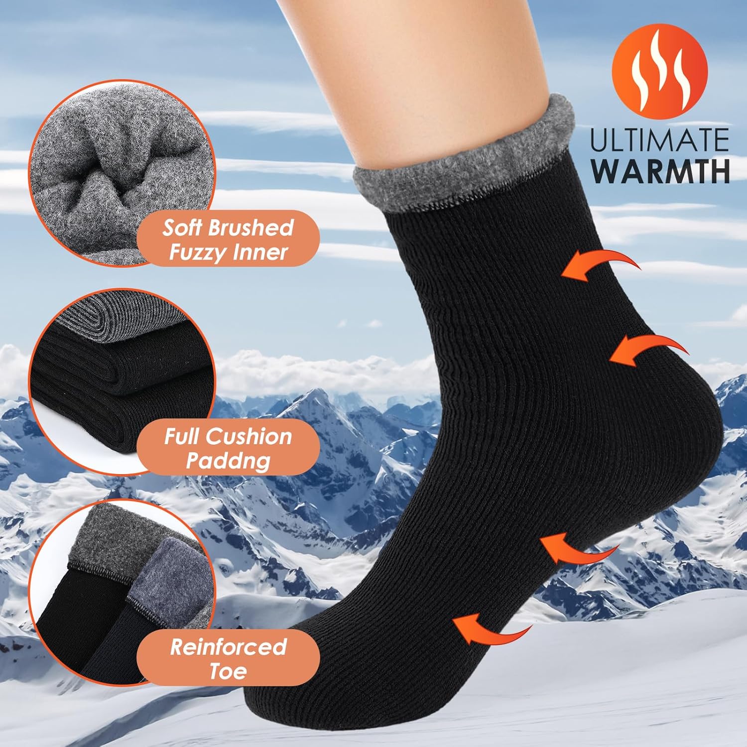 60 Pairs Bulk Socks for Homeless Winter Warm Thermal Socks Donation for Unisex Men Women