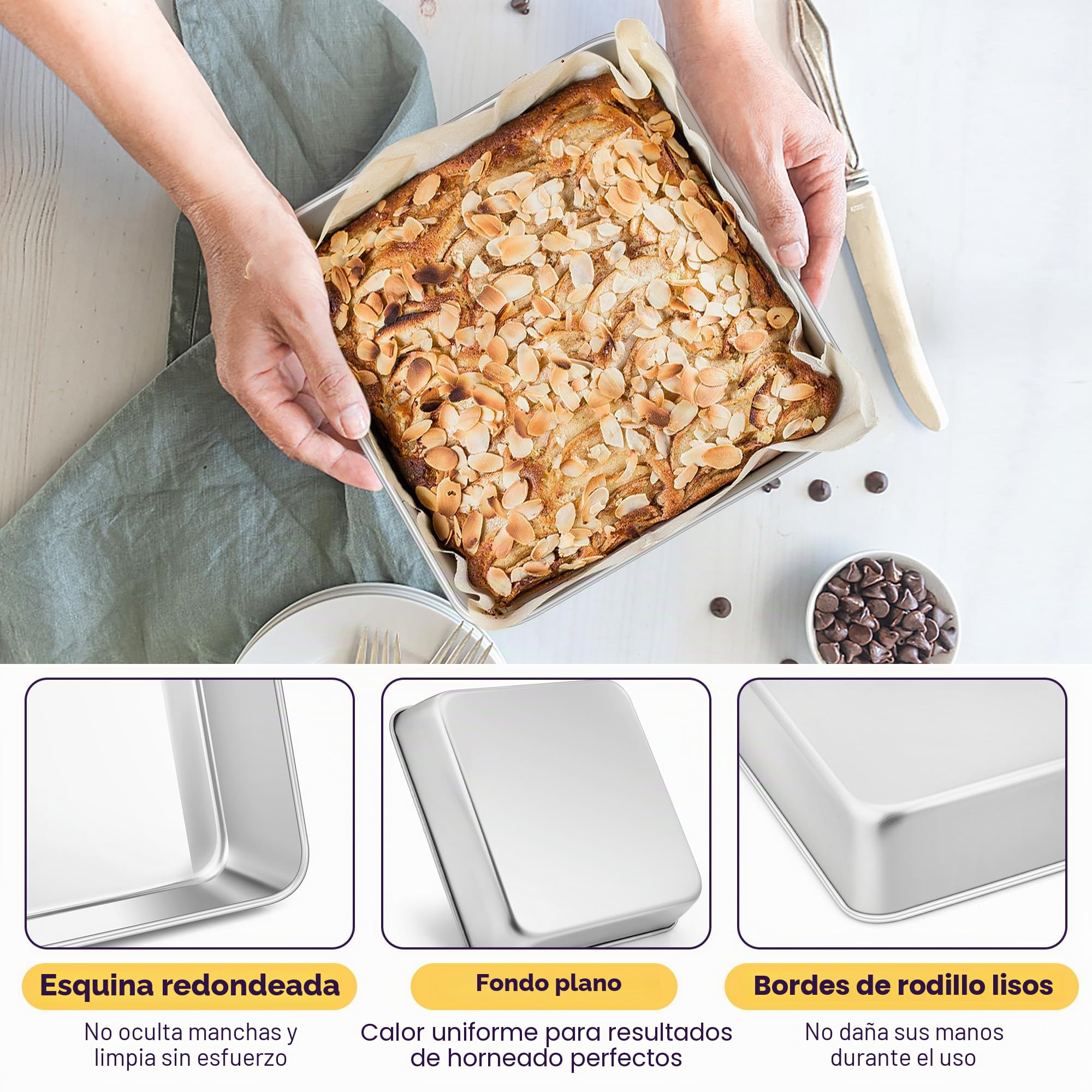 HaWare Molde cuadrado de acero inoxidable para tartas (2, 15 cm)