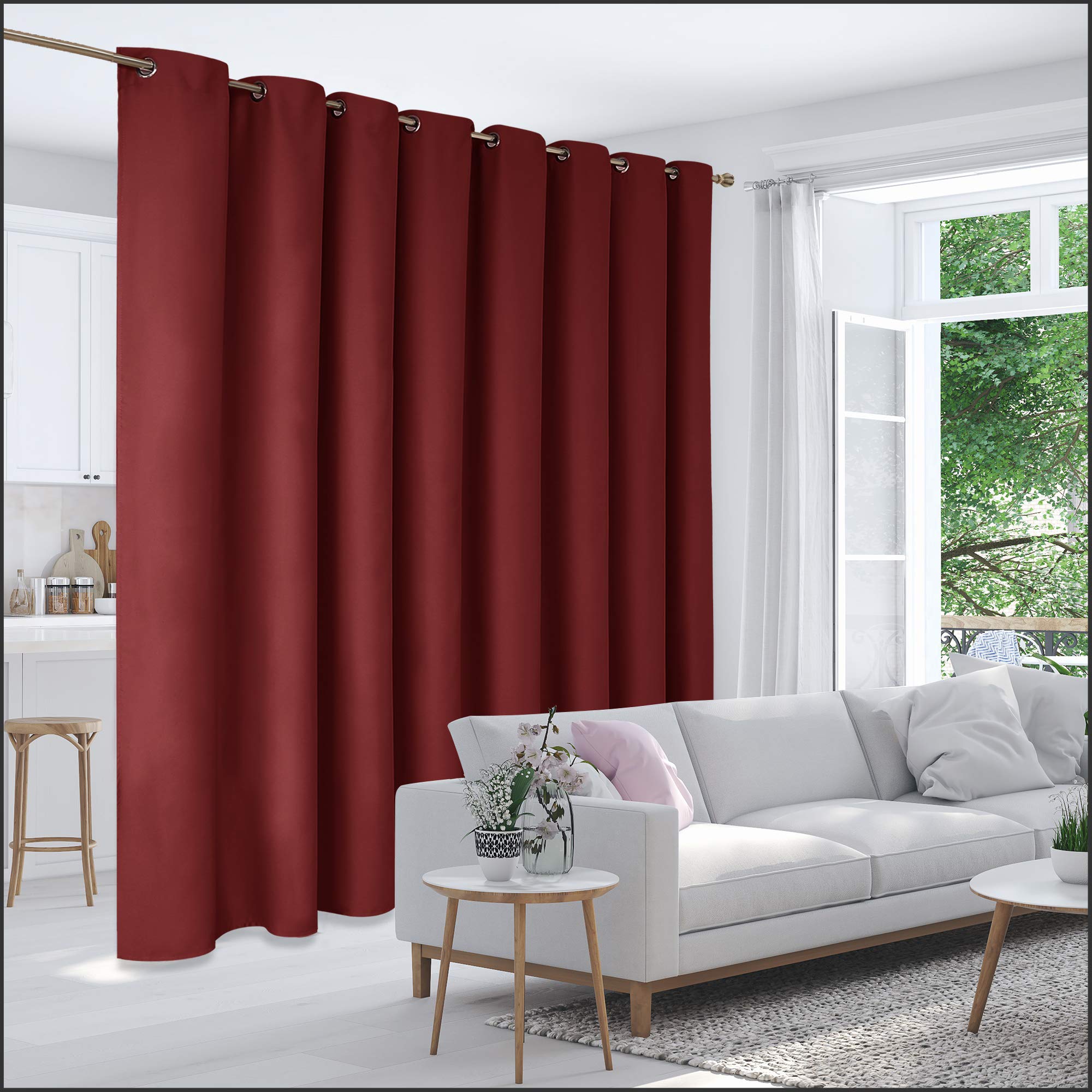 Buy Deconovo Red Wide Witdh Curtains (15ft Wide x 9ft Tall, 1 Panel