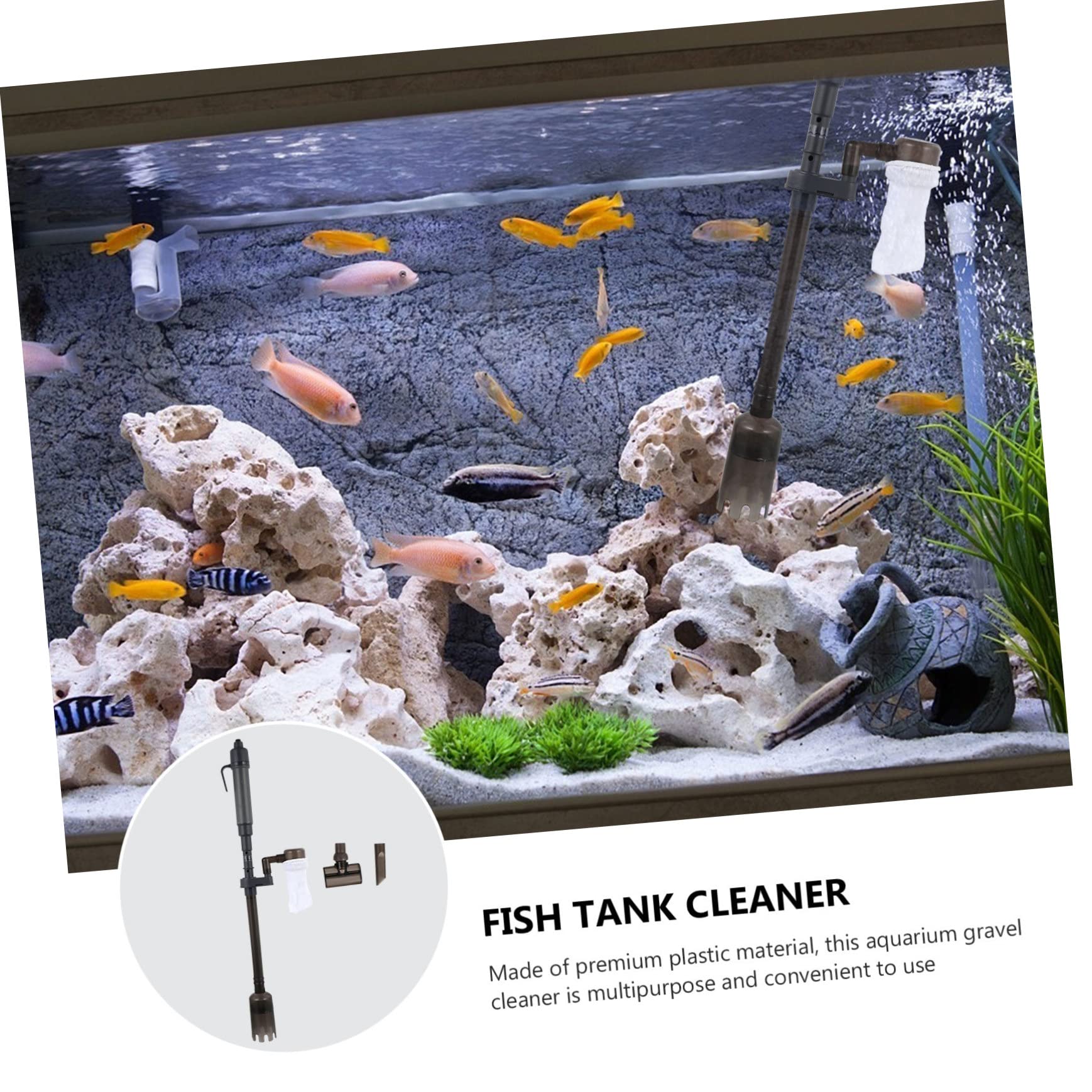 YARNOW Succión Automática del Inodoro Aspirador Acuario Eléctrico Aspirador Acuario Herramienta Profesional para Pecera