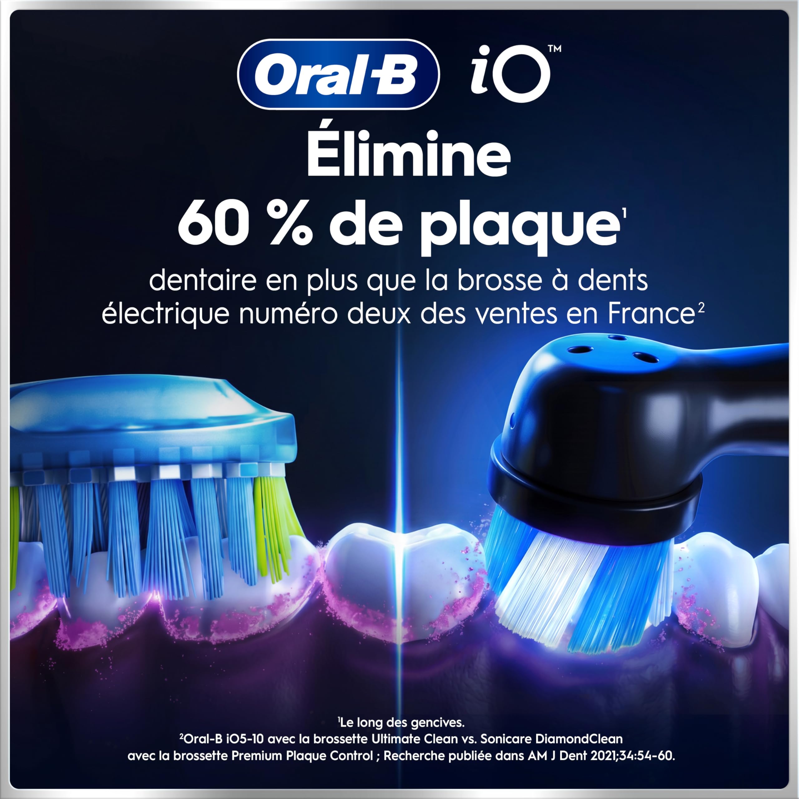 Oral-B Brosse à Dents Electrique iO 6, 3 Brossettes de Rechange, Noire – 5 Modes de Brossage dont Blancheur et Soin des Gencives, Capteur de Pression, Batterie Rechargeable, Etui, en Carton